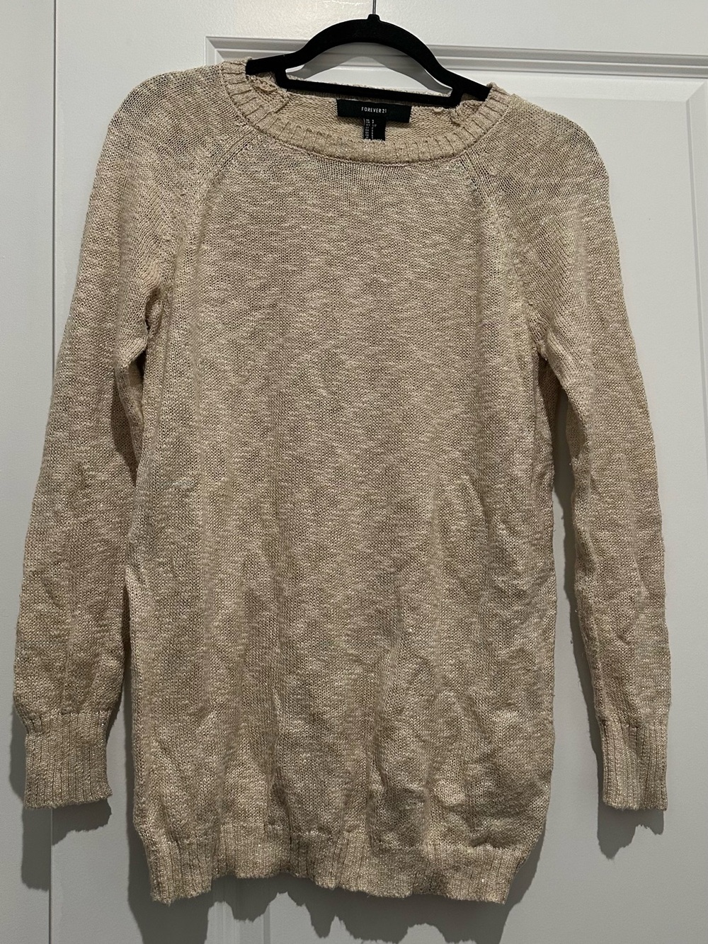 Forever 21 Golden Sparkly Knit Pullover Sweater